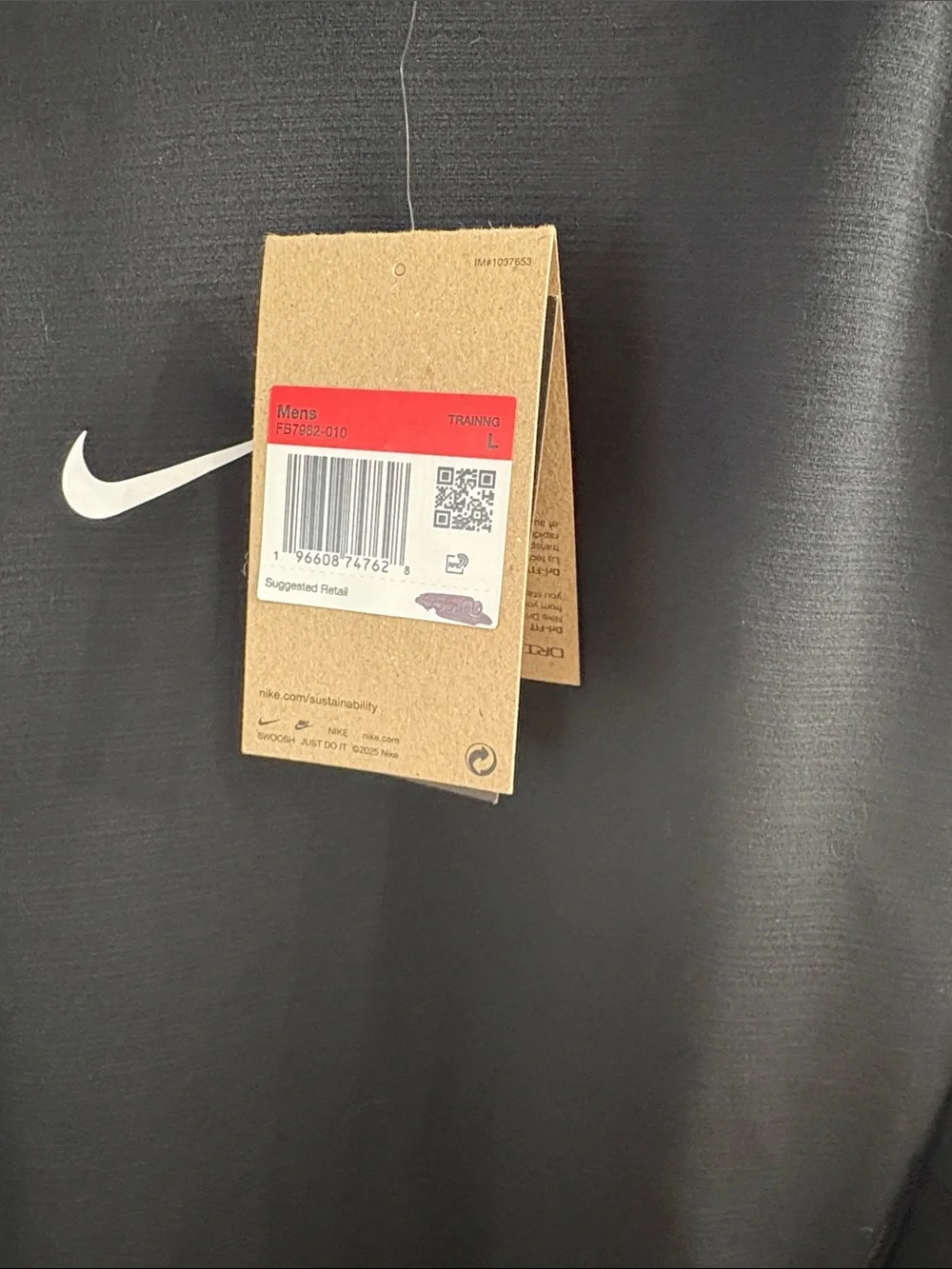 Nike Black Long Sleeve Performance Shirt with White Swoosh